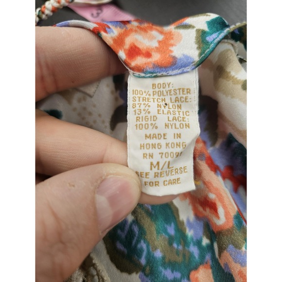 Vintage Victoria's‎ Secret Camisole Womens Medium Floral Lace Satin Sleepwear - Picture 7 of 8